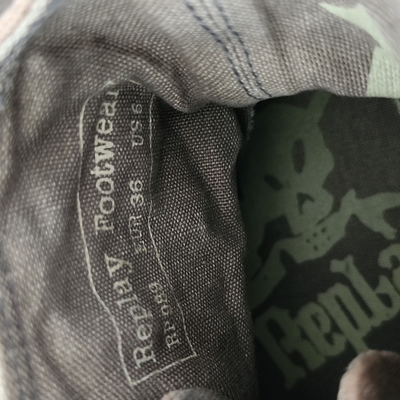 Replay brown velvet high top skull print sneaker with green laces size 6 - Picture 7 of 7